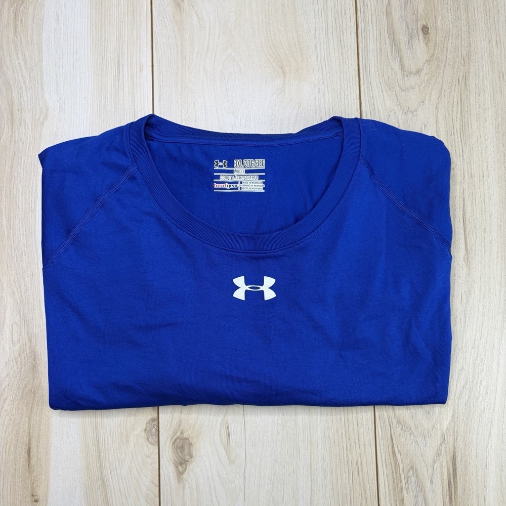 Under Armour Mens HeatGear Loose Fit Long Sleeve Crew Neck T-shirt Blue XXXL